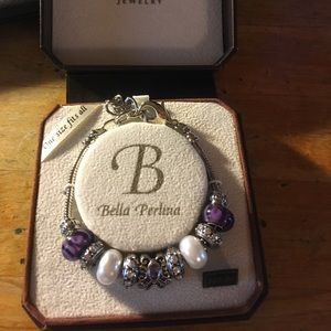 Bella Perlina Pandora #10016, Purple Silver White